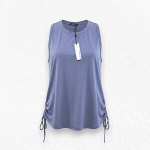 Koral Leona Crepe Tank Top Blue Shadow Drawstring Athleisure NWT Size XL